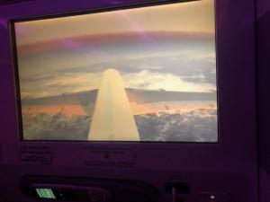 Looking from the tail of the A380 as we come into land at Gatwick